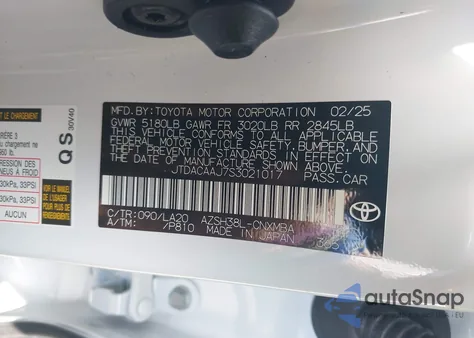 2025 Toyota Crown Signia Xle from USA, damaged, VIN JTDACAAJ7S3021017